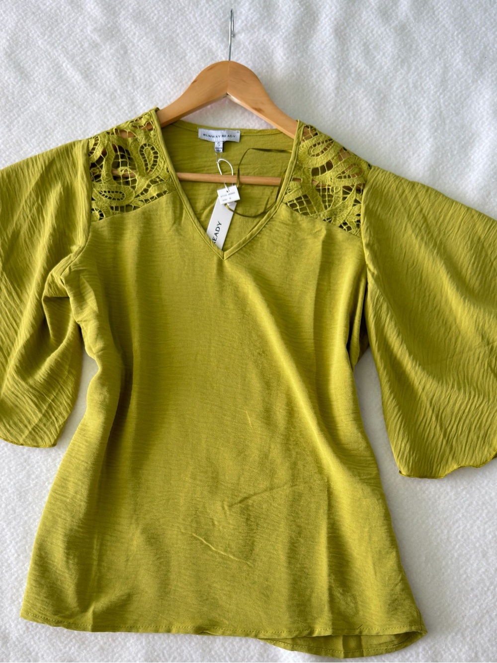 Runway Ready Olive V-Neck Lace-Shoulder Tunic
